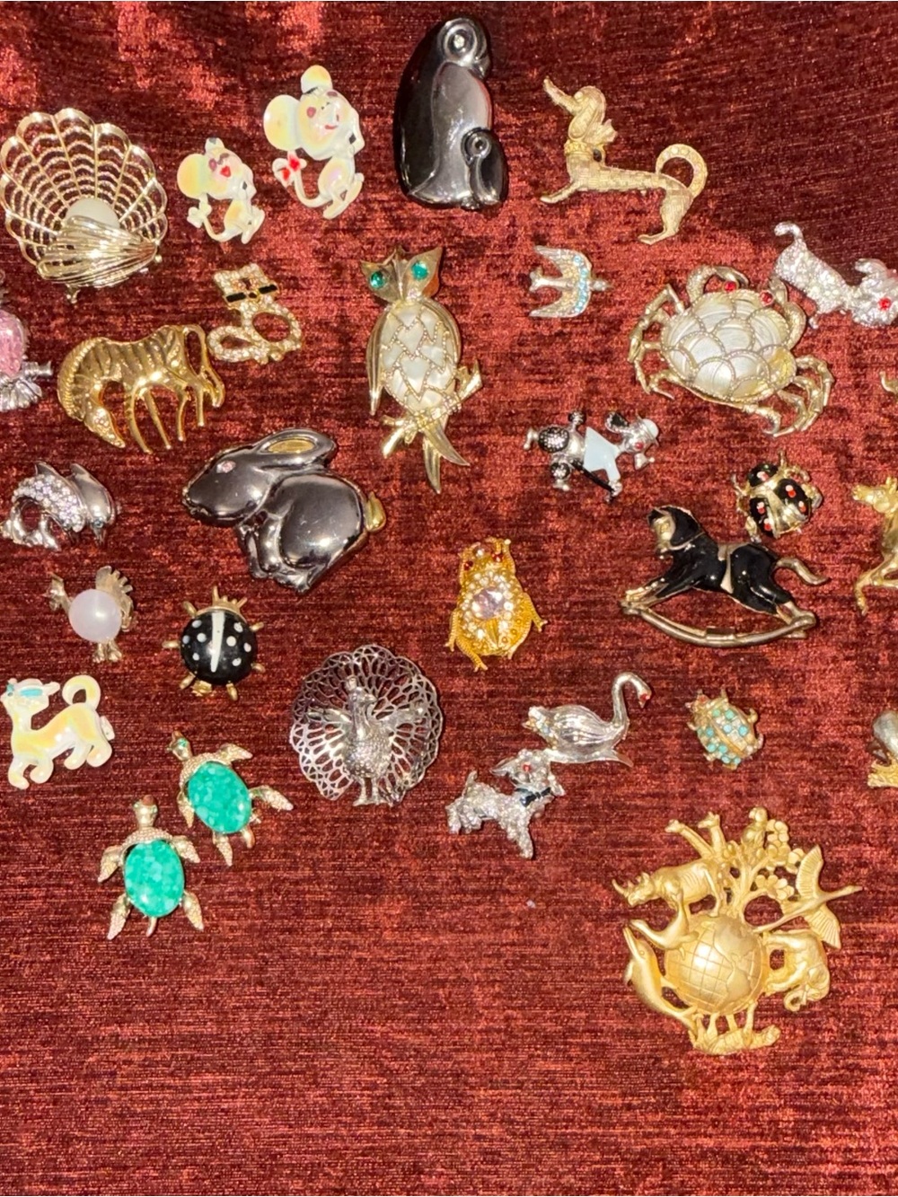 Assorted Animal Bug and Reptile Brooches - Multicolor metals and Enamels Accents